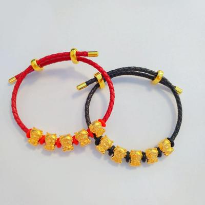 Gold-Plated Zodiac Dragon Red String Bracelet