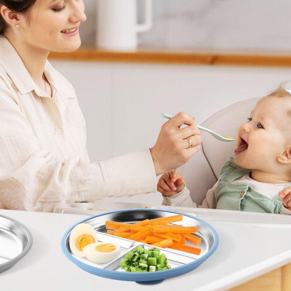 Divided Design Baby Sucker Dining Plate Silicone Suction Cup Kids Feeding Bowls Dinnerware