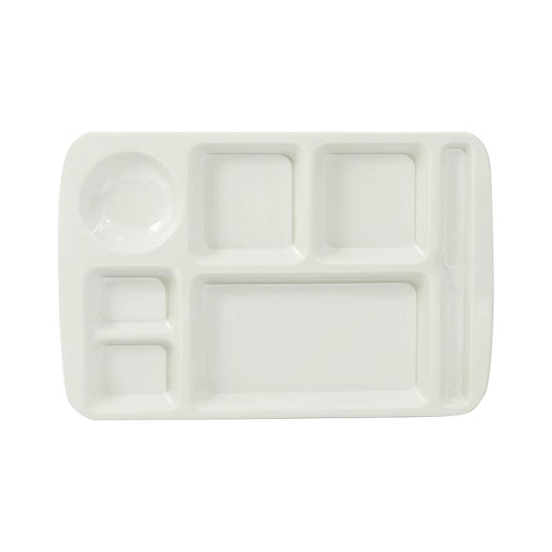 White Melamine 6-Compartment Divided Food Tray