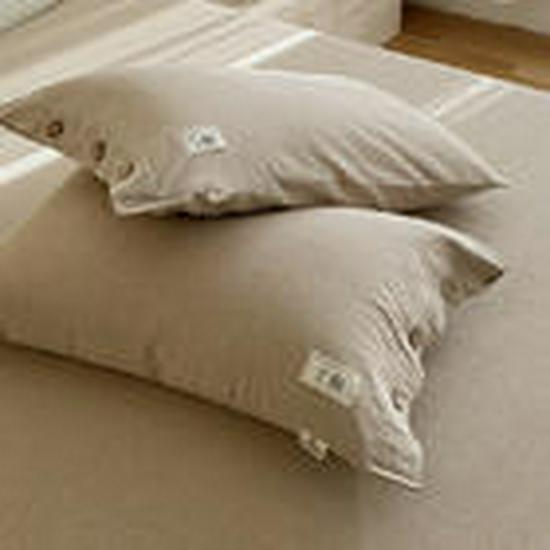 Zestaw 2 poszewek na poduszkę pojedynczą z czystej bawełny i lnu z wewnętrznym wkładem w całości bawełnianym, 48cm x 74cm