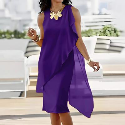 Summer Urban Femininity Elegant Irregular Chiffon Sleeveless Dress
