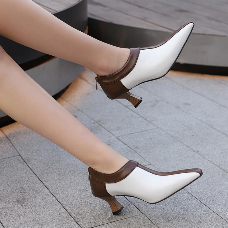 Fashion 2024 new mixed color 5.5cm high-heeled shoes Black White Spring Summer Outdoor Leisure Women's Single Shoes Large Sizes 34-50