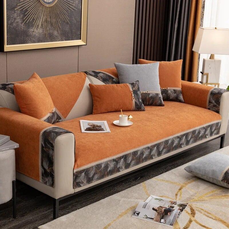 Four Seasons Universal Non-slip Cushion Modern Simple Leather Sofa Cover All-inclusive Cover Cloth Chenille Sofa Cushion