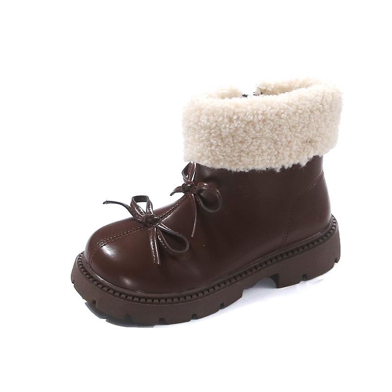 Children's Martin boots winter 2025 new two cotton baby girl leather boots soft sole non-slip girls short boots