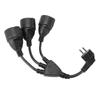 Power Cable Splitter 3 Outlet Adapter Extension Cord for Home Kitchen Office Maximum 16A 1.5mm² Black EU Plug