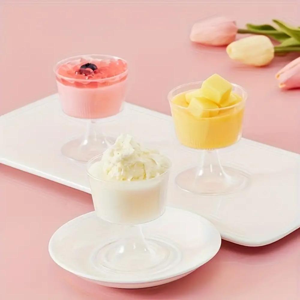 10pcs Elegant Mousse Cup Plastic Pudding Cup Party Supplies Disposable Dessert Cups  New Year