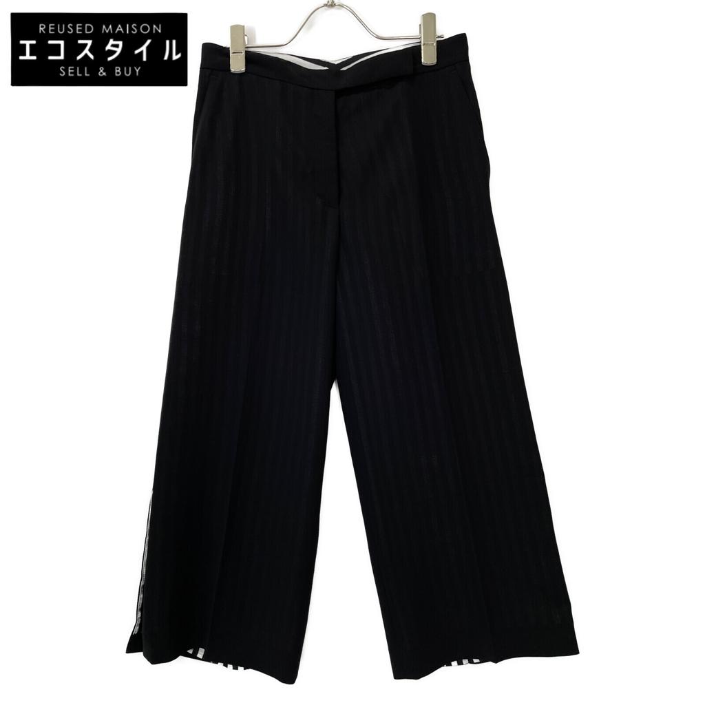 MARCO De VINCENZO MARCO DE VINCENZO 17S-MR5031-036 Black Wool Side Slit Pants Bottoms 36 Black X whiteUsed