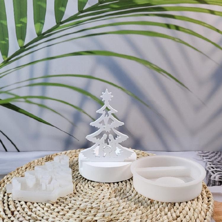 Candle Holder Silicone Molds Christmas Tree Candlesticks Resins Castings Mould