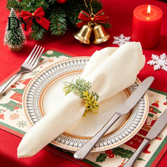Non-slip Napkin Holder 6Pcs Rings, Elastic Design for Light And Thick Wedding Banquet Napkins, Imitation Holly Leaf Accessory Weddings Parties