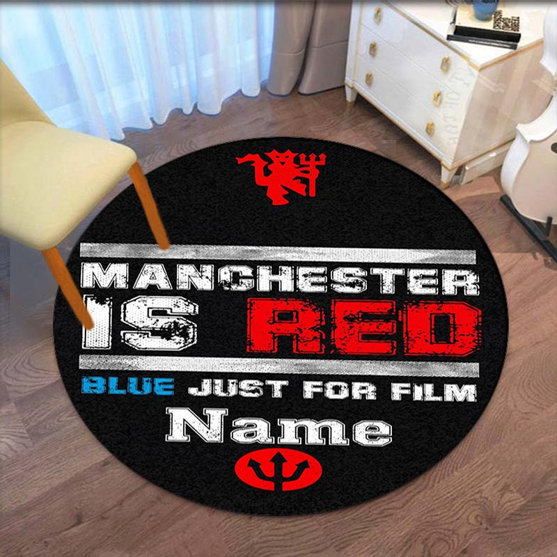 Custom Name Manchester United Printed Round Rug Carpet Chair Rug Area Rug Entryway Doormats,for Office Chair Living Room Bedroom Kitchen Room.