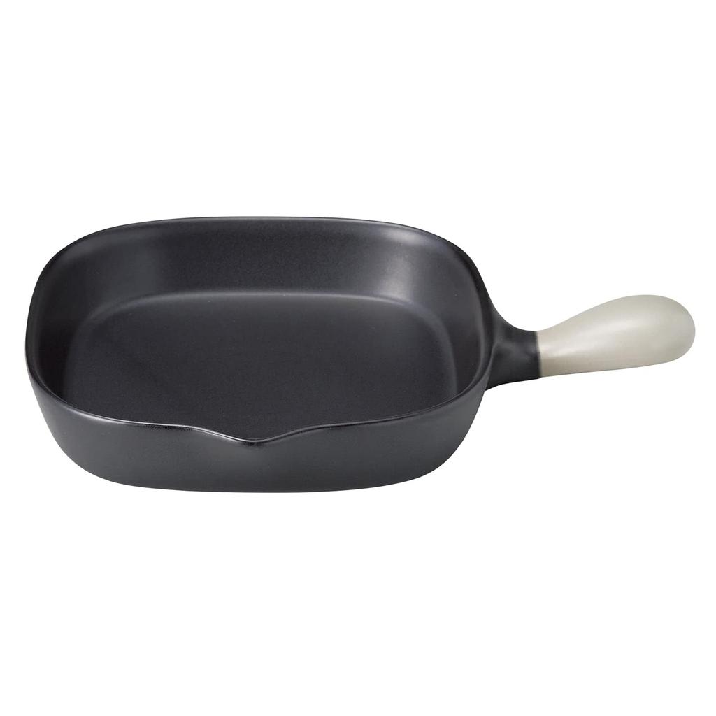 Santo Banko Ware Heat-Resistant Grill Pan, 20cm, Square, Black/Gray, Suitable for Direct Heat, Microwave, and Oven Use, Made In Japan, 18603