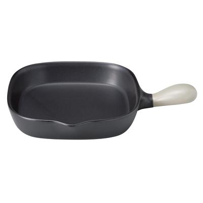 Santo Banko Ware Heat-Resistant Grill Pan, 20cm, Square, Black/Gray, Suitable for Direct Heat, Microwave, and Oven Use, Made In Japan, 18603