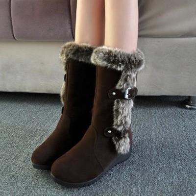 Autumn and Winter Footwear Plus Size Comfortable Thick-soled Shoes with Wedge Heels and Middle Boots.
