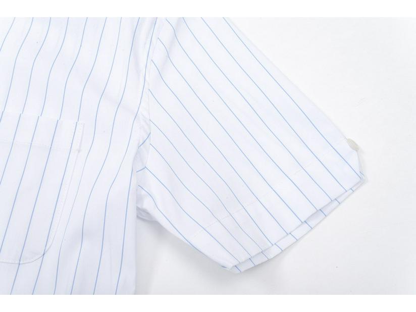 TBJL Women's White Pinstripe Campus Style Short Sleeve Blouse