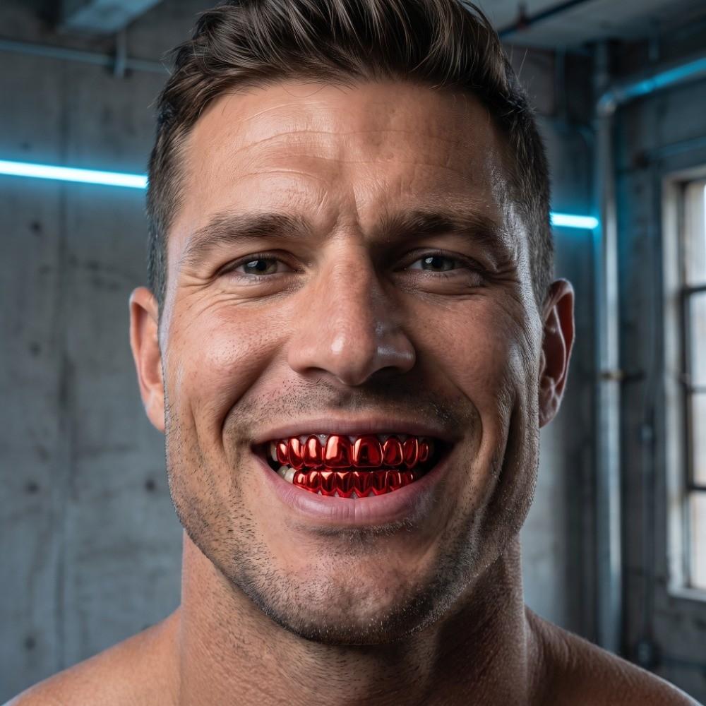 2 piezas/juego Ecológico Dientes de Cobre Grillz Caps Antideslizante Dientes Joyería Eventos