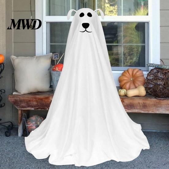 Statue de Chien Effrayante pour l'Extérieur Fantôme Illuminé Décoration d'Halloween, Fonctionne à Piles Autoportante Décorations d'Horreur Adaptées aux Familles avec Télécommande