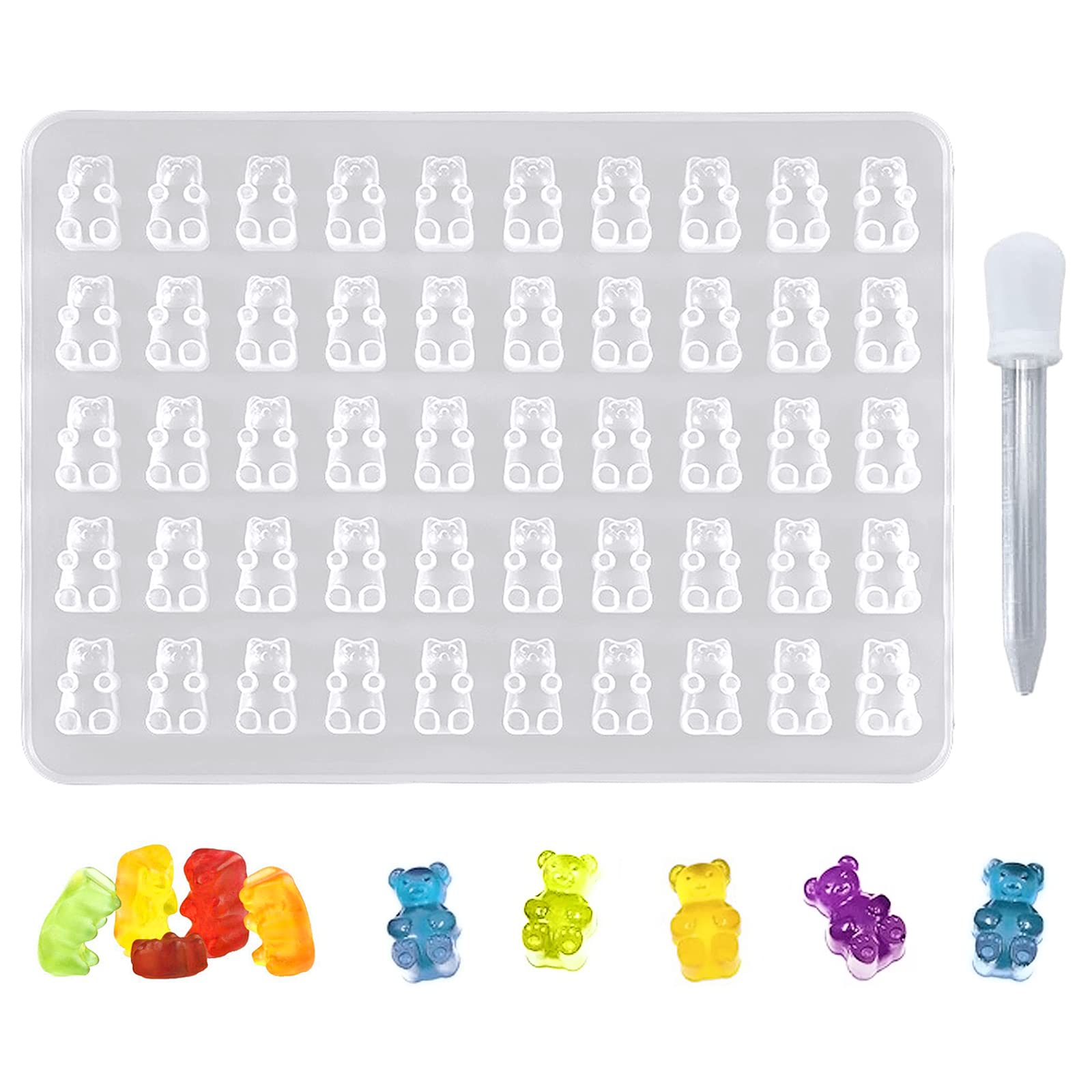 

LIANHATA Bear Silicone Translucent Epoxy Resin Soft 50 Cute DIY Handmade UV Cutting Mold with Pipette Mold, Mold, Mini, Cavities, Accessories,