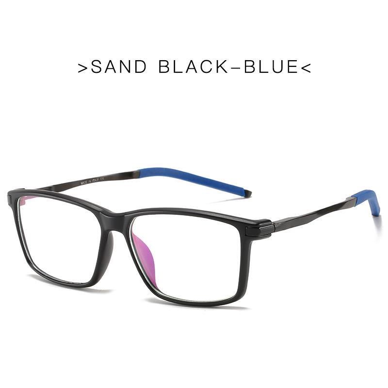New TR90 Aluminum-Magnesium Square Sports Glasses Frame with Silicone, Anti-Blue Light Lenses, and Prescription Lens Compatibility.