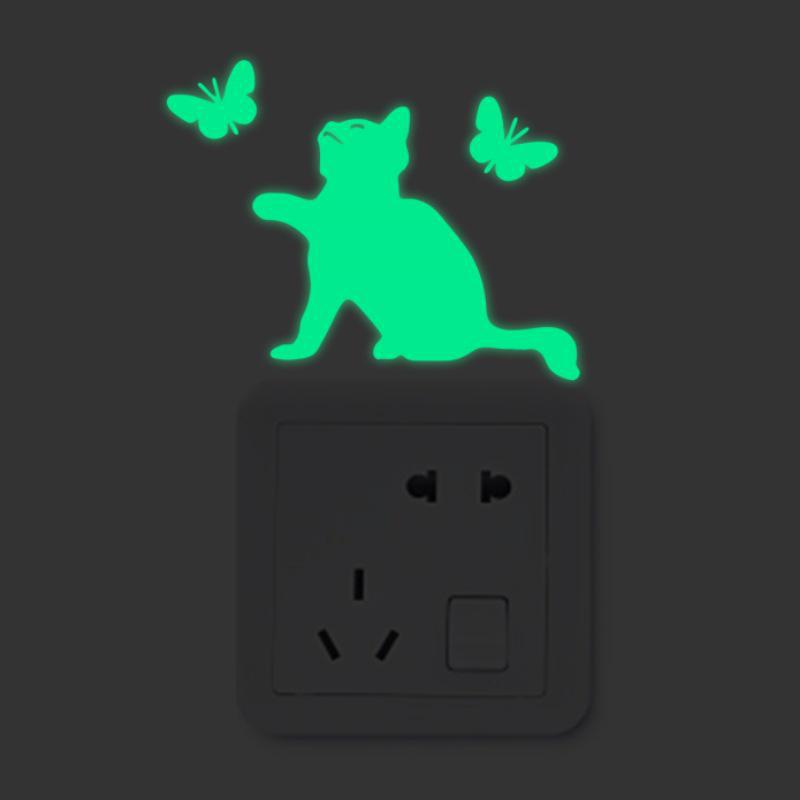 Luminous Five-Pointed Star Wall Stickers for Bedroom and Living Room, Creative Fluorescent Switch Animal Decals.