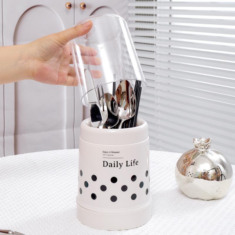 Draining Chopstick Holder Plastic Chopstick Storage Box Water Draining Dust Proof Chopstick Storage Jar Kitchen Accessories