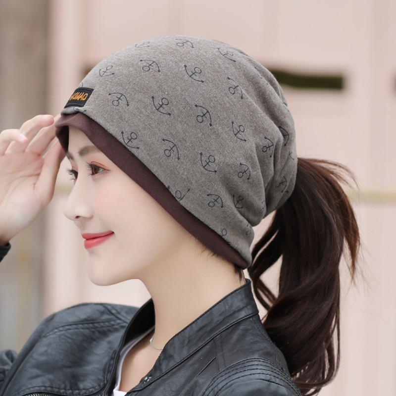 Fashionable Printed Crochet Hat Autumn Winter Warmth Comfort Women's Headscarf Postpartum Hat