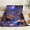Dreamy Starry Waterfall Flannel Blanket Magical Night Sky Print Soft Cozy Throw for Home Outdoor Use All Seasons