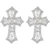 SUPERFINDINGS 2Pcs Silver Rhinestone Cross Applique Craft Crystal Patches Sew on Flat Patches Decorated DIY Sewing with Sparkly Belt Appliques