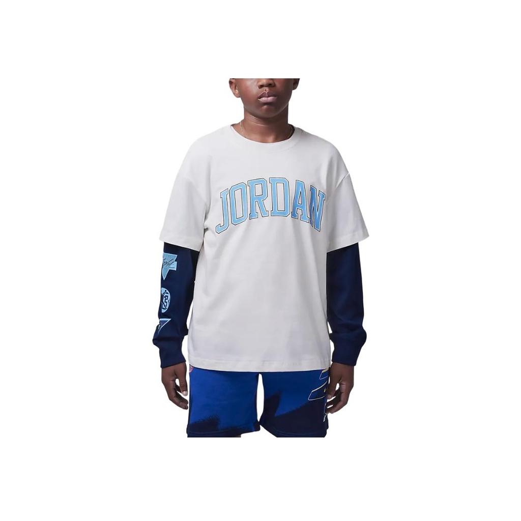 Jordan See Me Shine Crew Neck Letter Pullover Long Sleeve T-Shirt Kids Tops Sail HV1599-133