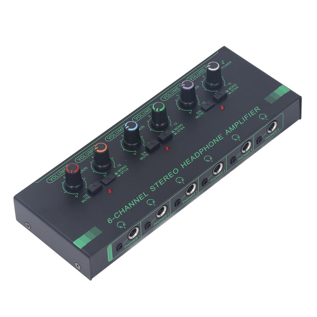 Stereo Headphone Amplifier 6 Channel Mono Stereo Switching Mini Signal Splitter for Mic