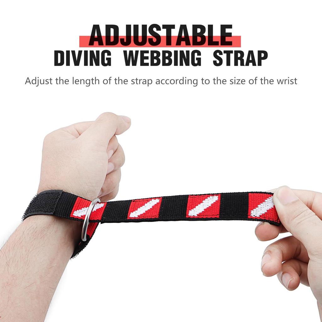 2Pcs Scuba Diving Wrist Strap Adjustable Wrist Strap with Rings Scuba Diving Wristband for Scuba Divers and Snorkelers