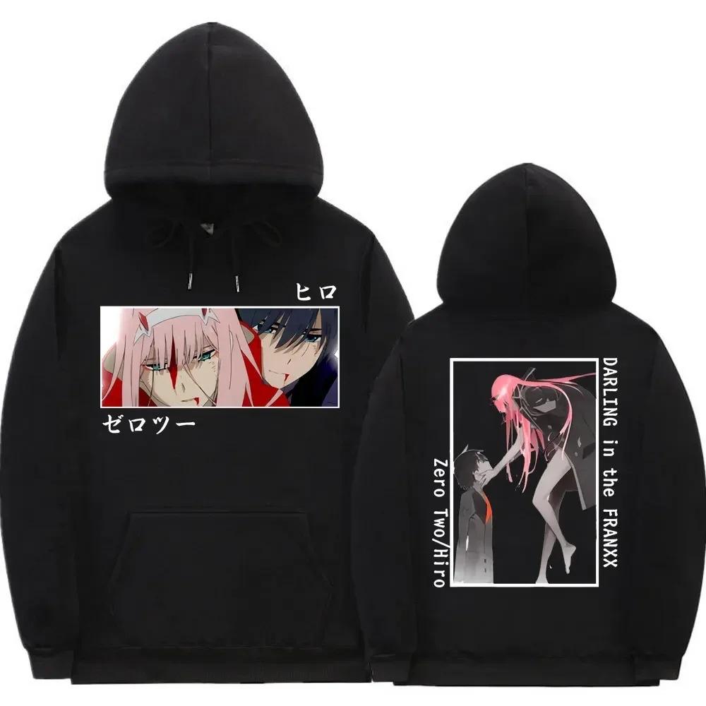 Japanese Anime Darling In The Franxx Zero Two Hiro Graphic Hoodies Autumn Winter Fleece Streetwear