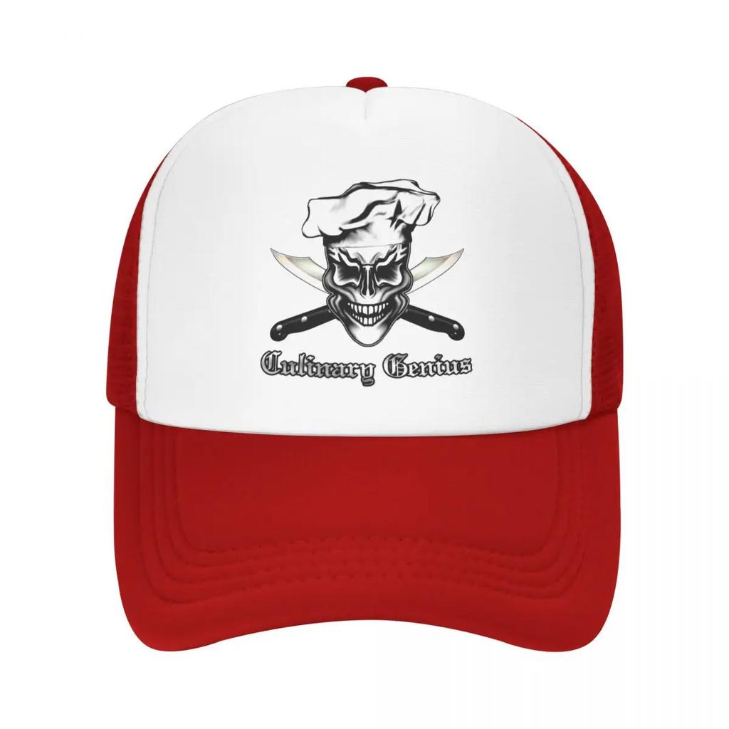 Personalized Culinary Genius Skull Chef Trucker Hat for Unisex Women Adjustable Unisex Cooking Pirate Baseball Cap Outdoor Dad Hat