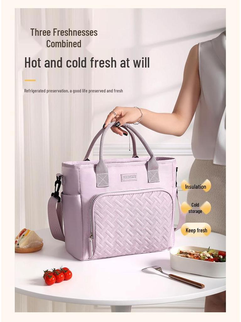 Large Capacity Insulated Lunch Bag with Crossbody Strap