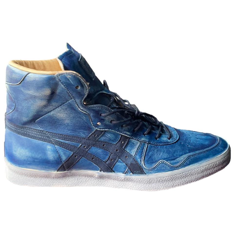 ONITSUKA TIGER Fabre Nippon Comfortable Versatile Non-Slip Durable High-Top Casual Shoes Men Sneakers Blue TH7T2L