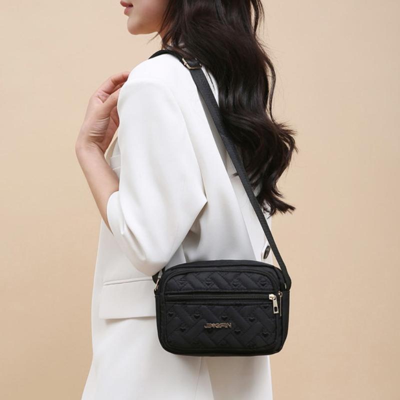 Women Casual Shoulder Bag Multi Pocket Oxford Crossbody Fashion Handbag for Shopping and Commuting
