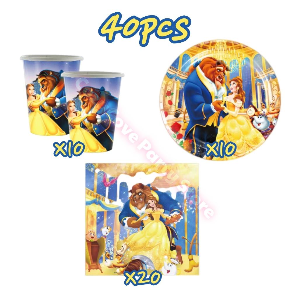 Beauty And The Beast Party Decoration Birthday Backdrop Belle Princess Paper Cup Plate Balloons For Girl Favor Gifts Baby Shower