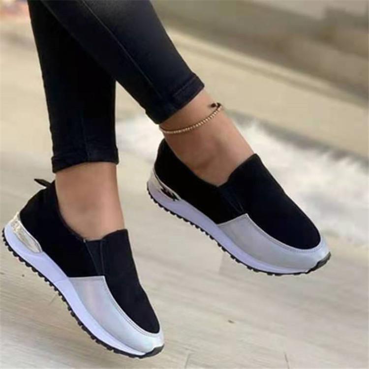 2025 Foreign Trade Large Size New Flat Bottom Color Matching Casual Single Shoes Low Top One Pedal Student Shoes Spot