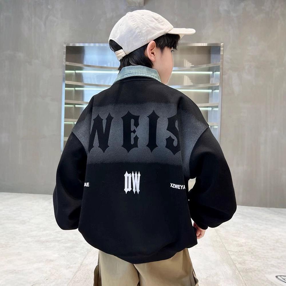 2025 New Boys' Polo Sweatshirt - Spring/Autumn Style, Trendy T-Shirt for Big Boys