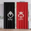 King and Queen Crown Print Rod Pocket Curtain Panels   Set of 2   Light Filtering Polyester Peach Skin Velvet Drapes for Bedroom
