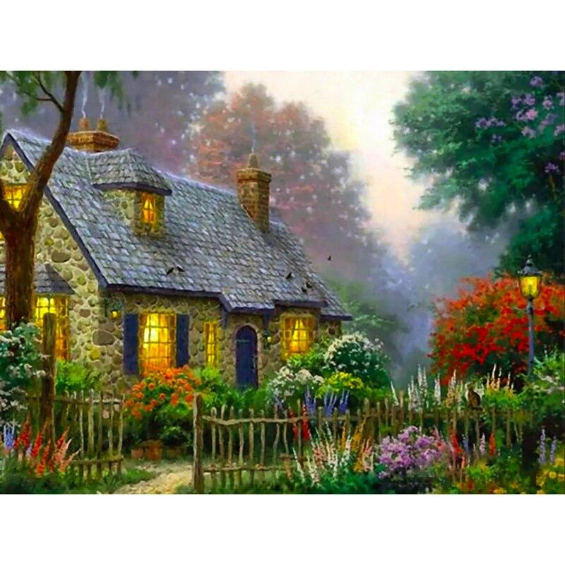 New 5D DIY Diamond Painting Houses Diamond Embroidery Scenery Cross Stitch Full Round Drill Crafts Art Home Decor Gift