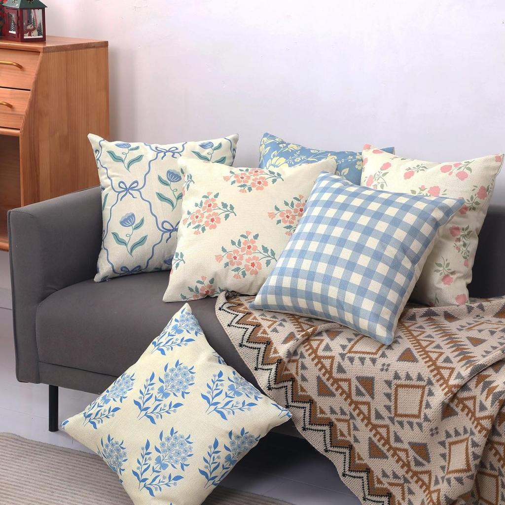 New Small and Fresh Floral Print Pillowcase Home Living Room Sofa Cushion Pillowcase
