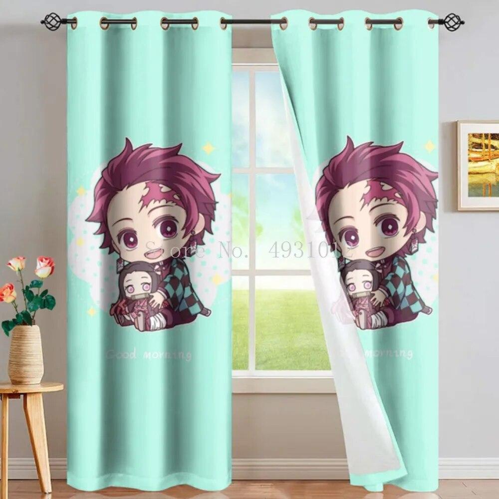 Japan Anime Print Anime Gardiner För Fönster Behandling Draperier Fönster Gardin För Vardagsrum Sovrum Persienner Barnrum Heminredning