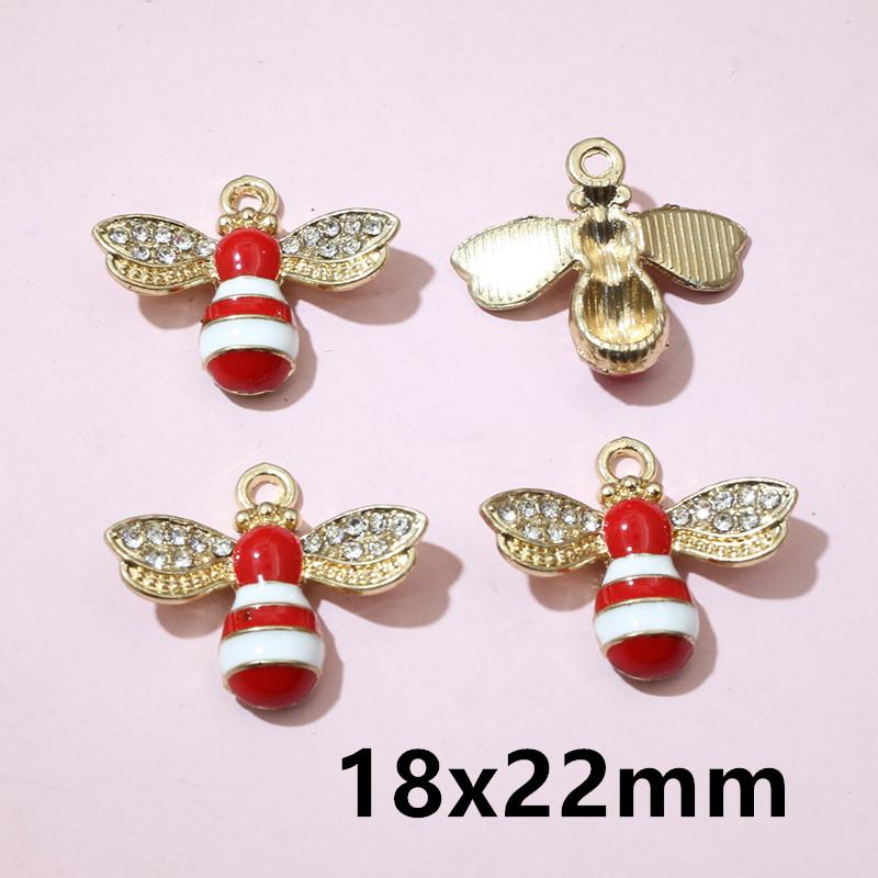 10pcs Enamel Flower Bee Honey Honeycomb Charms Pendant Alloy Metal for Necklace Earrings Bracelet DIY Jewelry Making Accessories