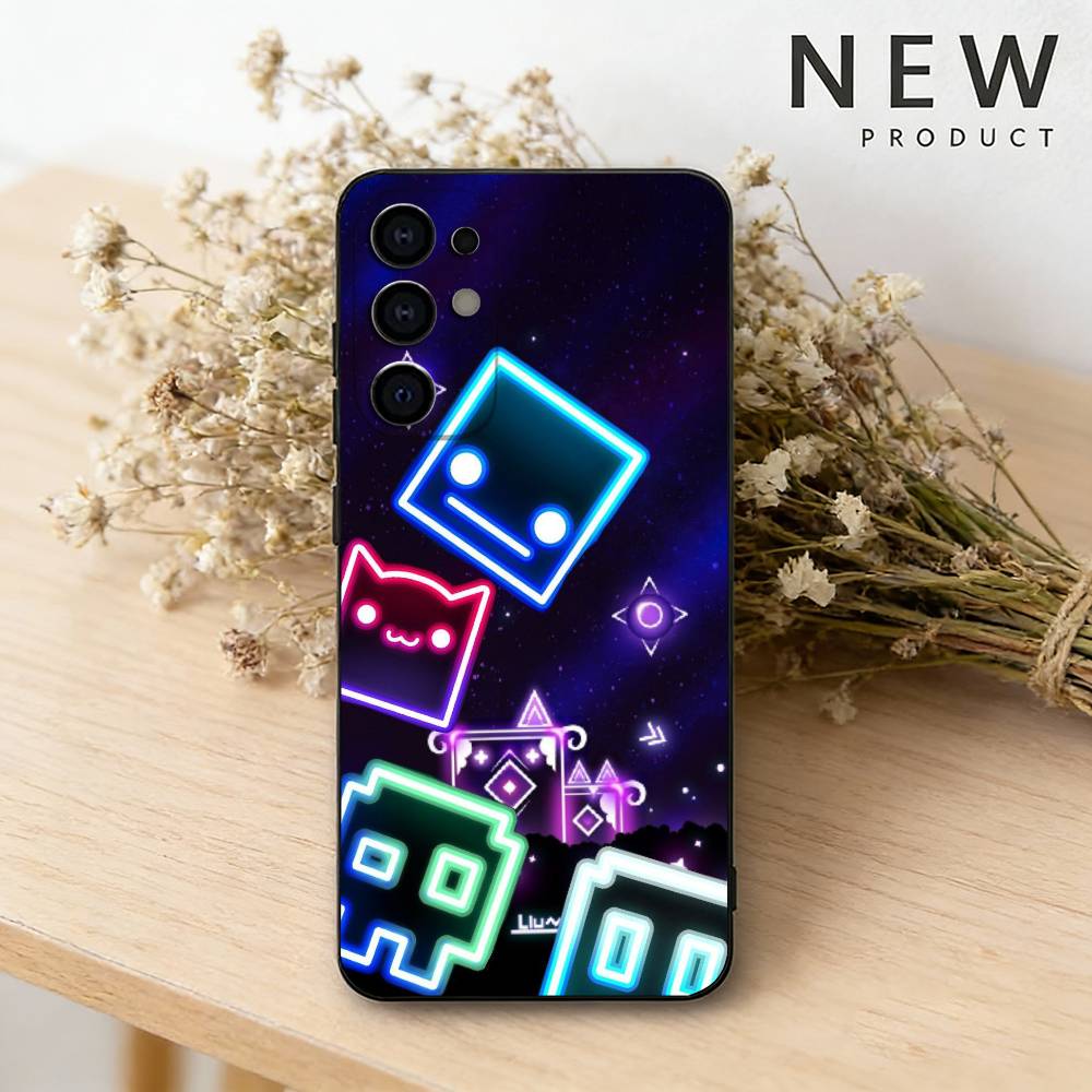 

Чехол для телефона Geometry Dash Game для Samsung S26,25,24,23,22,30,21,10,9,Ultra,Plus,Lite Черный Мягкий Чехол Samsung S26Plus