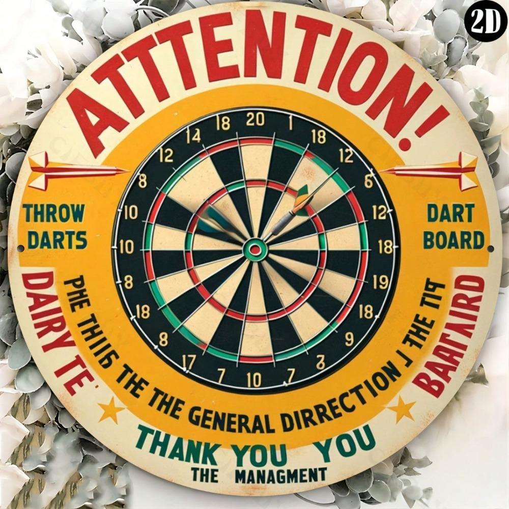 Vintage Metal Dart Board Sign Wall Art Decorative Plaque Holiday Gift Home Decor