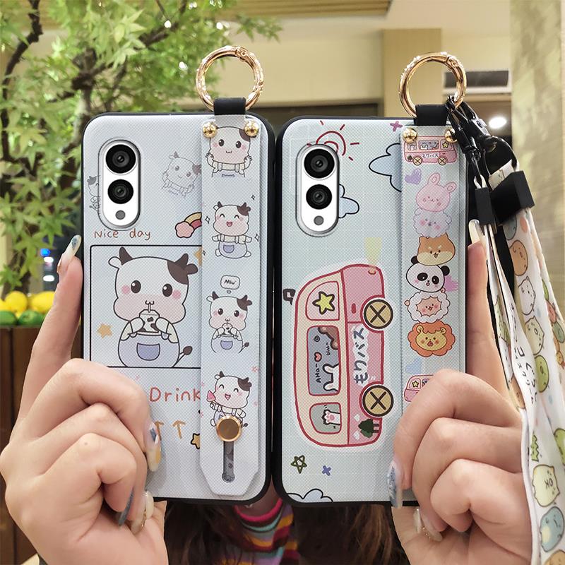 Cartoon Shockproof Phone Case For FCNT/Fujitsu Arrows N F-51C Phone Holder Waterproof Anti-knock Wrist Strap Anti-dust