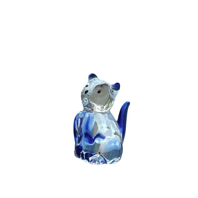 Creative Liuli Zibo Animal Crystal Ornaments: Healing Cat & Dog Glass Handicrafts for Desktop