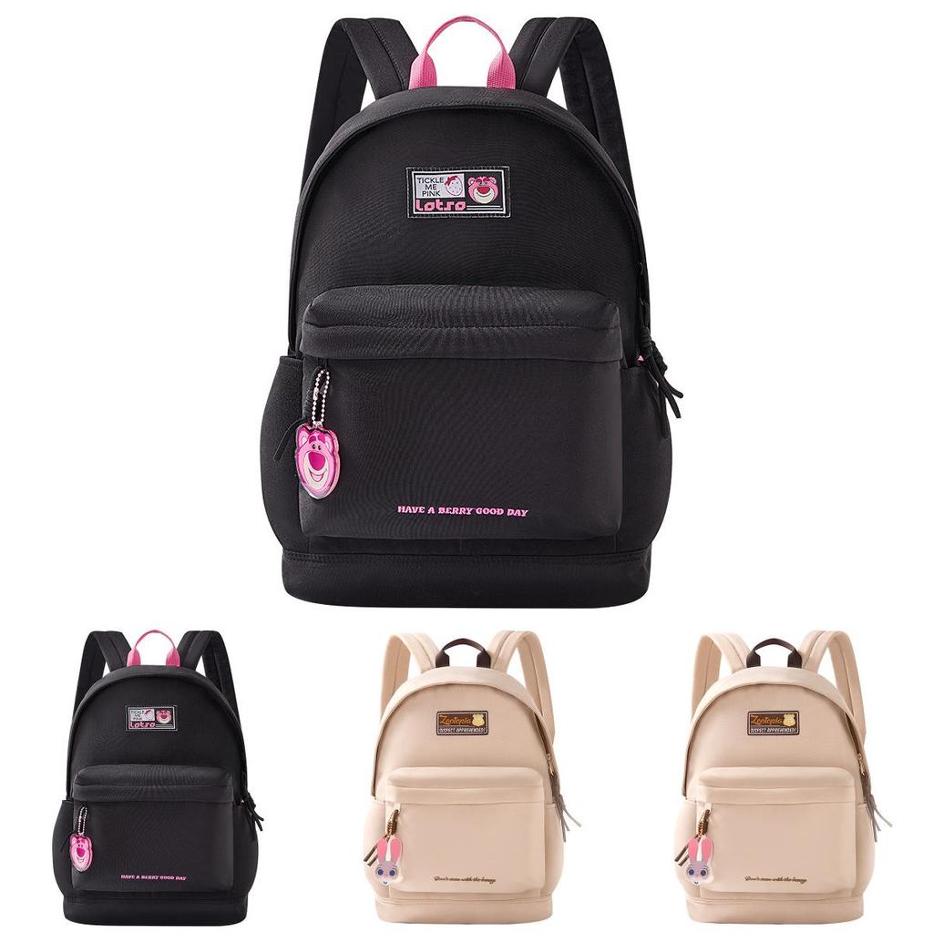 Simple Solid Color Letter And Lots Print Student Casual Backpack With Pendant For School And Daily Use