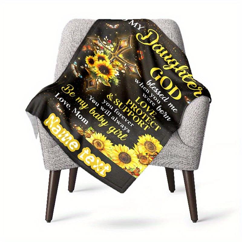 To My Daughter Customized Your Name Blanket Warm Comfortable Soft Blanket For Chair Office Sofa Bed Sofa Office Camping Suitable For Gifting Relatives