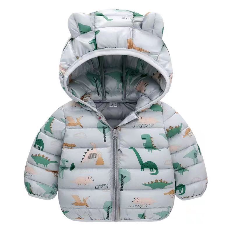Autumn and Winter Boys and Girls Hooded Down Jackets Warm Lightweight Cotton Coat Jacket fashion cute cartoon print cotton-padded clothes